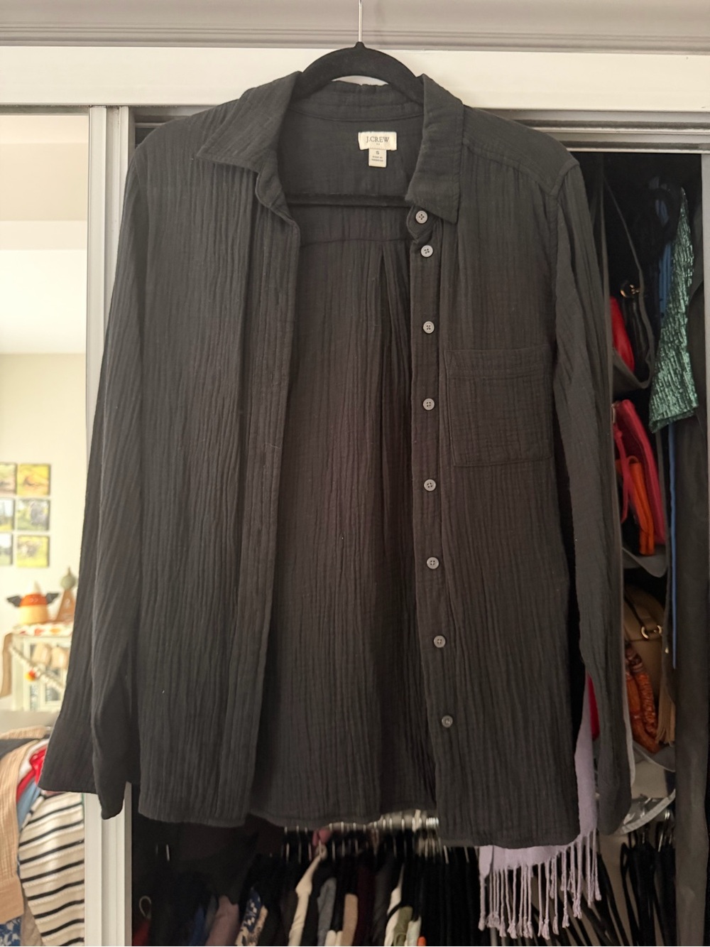 J. Crew Black Lightweight Button-Up Shirt Jacket